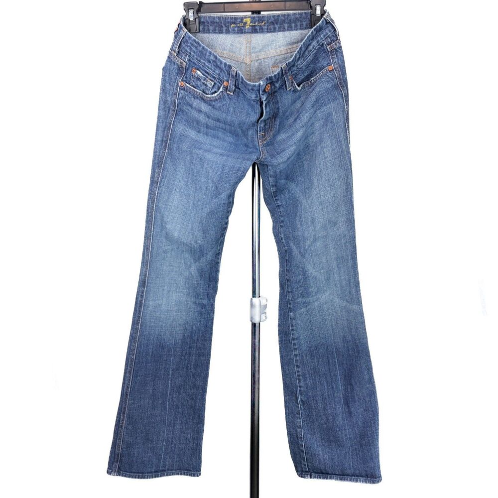 7 For All Mankind A Pocket Flare Jeans Women's Blue Denim Made in USA